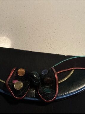 Small Black Crossbody Bag with Multicolor Bow Accent